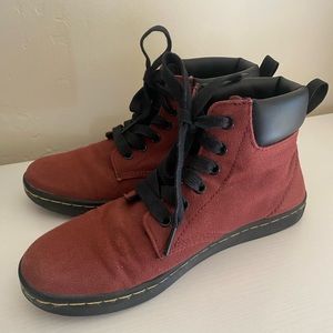 Dr. Marten’s Maelly Canvas Lace Up Ankle Boots Cherry Red Women’s Size 6.5